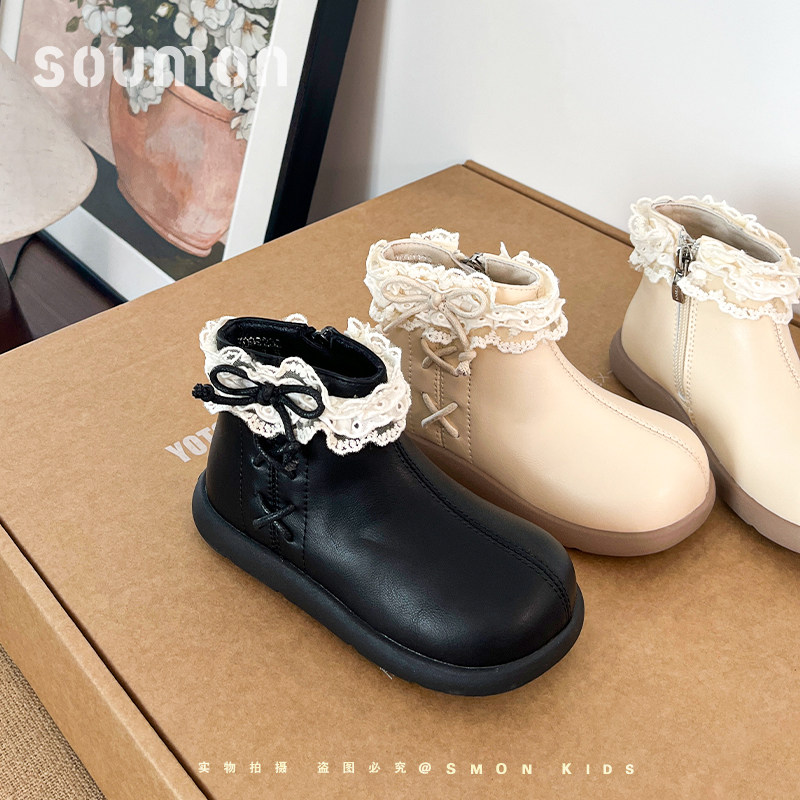 书萌儿童皮靴加绒二棉鞋2026新款女童冬鞋保暖鞋休闲板鞋宝宝鞋子