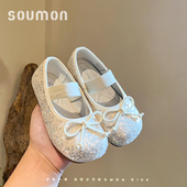 平底单鞋 书萌蝴蝶结亮片玛丽珍鞋 女童一字带芭蕾舞鞋 新款 2026春季