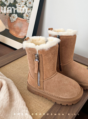 书萌女童雪地靴2025新款冬季加绒保暖儿童靴子小童短靴女宝宝棉鞋