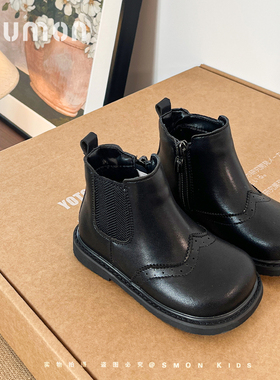 书萌女童靴子冬季新款儿童皮靴加绒保暖二棉靴马丁靴小童短靴宝宝