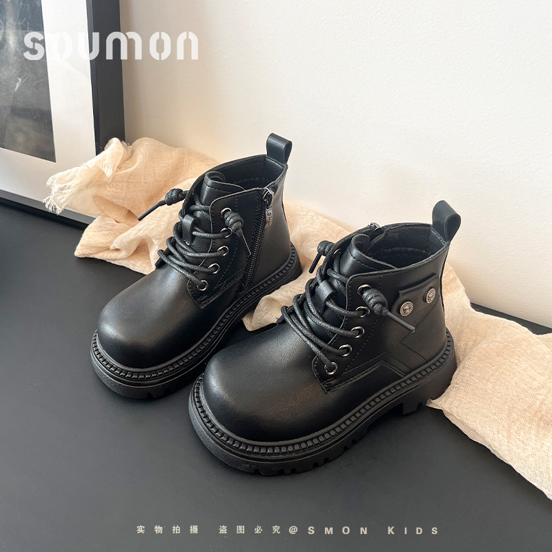 书萌女童靴子儿童马丁靴2026秋冬季新款英伦风小女孩短靴男童皮靴