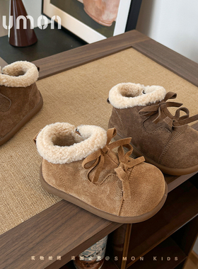 儿童雪地靴2025新款秋冬季女童加绒保暖棉靴宝宝鞋女小童鞋子勃肯