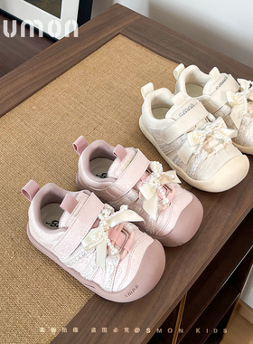 书萌儿童运动鞋2026春季新款女童蝴蝶结公主鞋百搭软底休闲板鞋