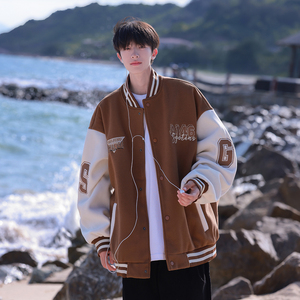 高品质！！2025秋装港风拼色刺绣呢料棒球服夹克 M567/P88118图片