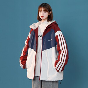 2025冬装新款 中性风撞色羊羔毛加厚棉衣外套 M265/P128 148图片