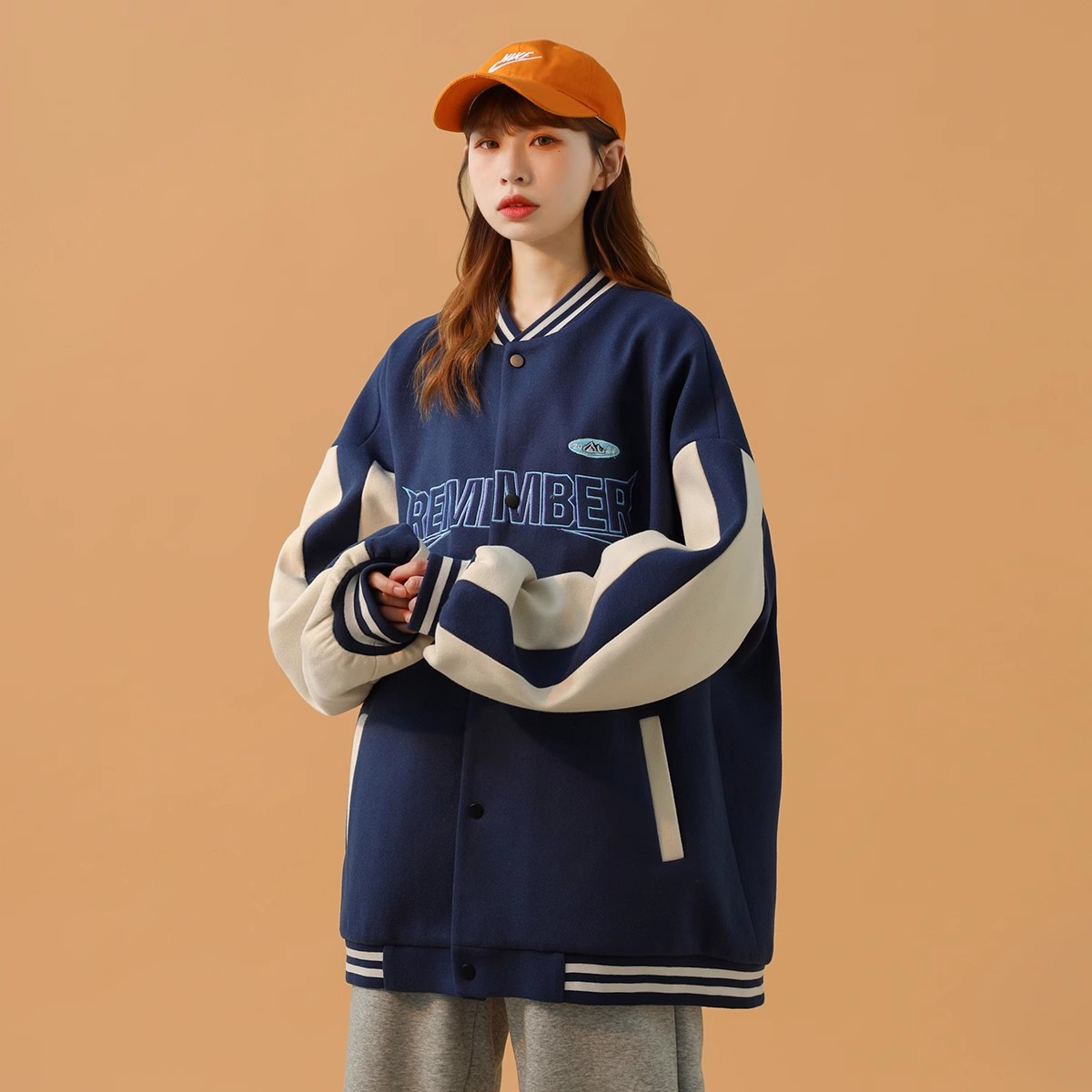 中性风冬装棒球服夹克加棉外套M225/P68控108加棉款P98控138,男装夹克,电商A146