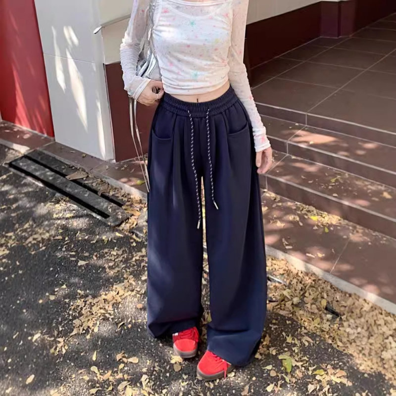 慵懒风阔腿裤女春秋2025新款高腰垂感直筒休闲拖地长裤子宽松卫裤,女装/女士精品,休闲裤,淘宝优惠券,粉丝福利购,淘宝优惠卷