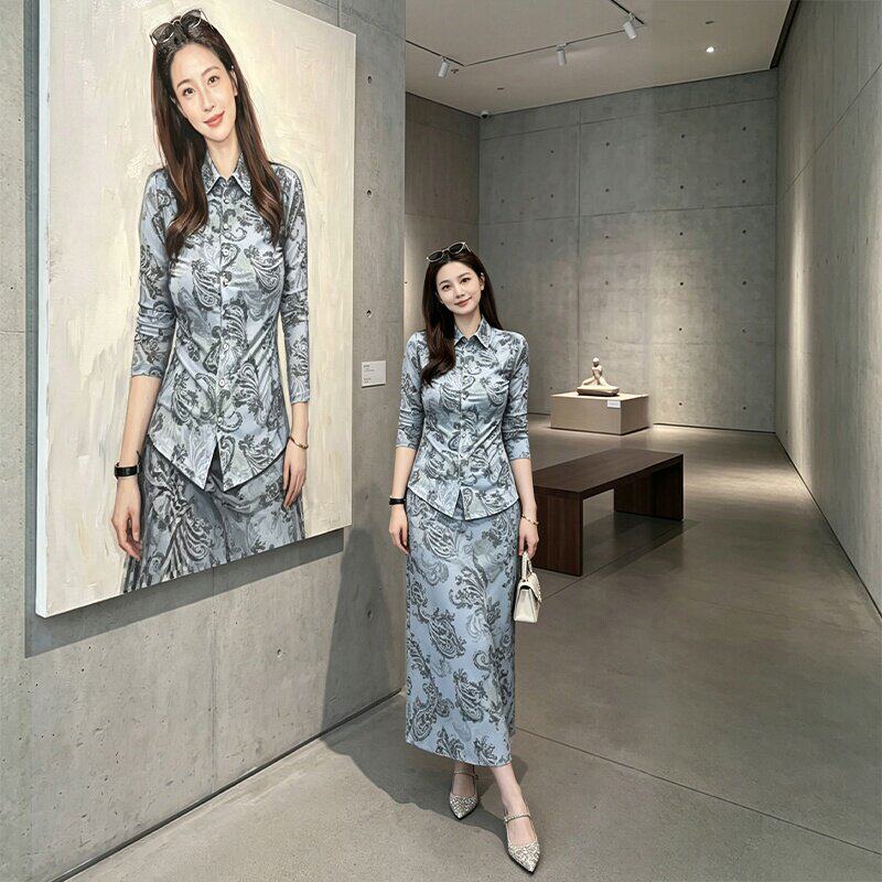 妈妈夏装图案印花衬衫女春夏季