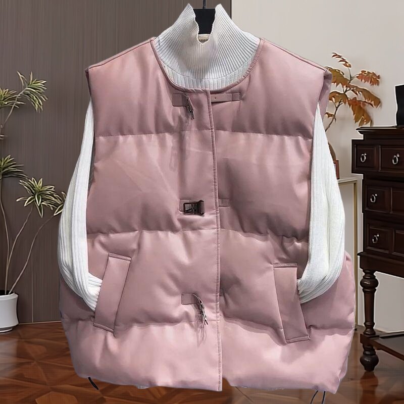 秋冬韩版洋气休闲风无袖保暖马甲棉服大码新款时尚宽松显瘦外套女