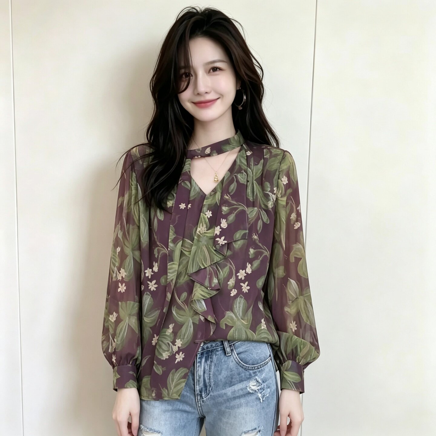 小众轻奢优雅风长袖衬衫女款2026新款时尚高级感碎花衬衣秋季小衫