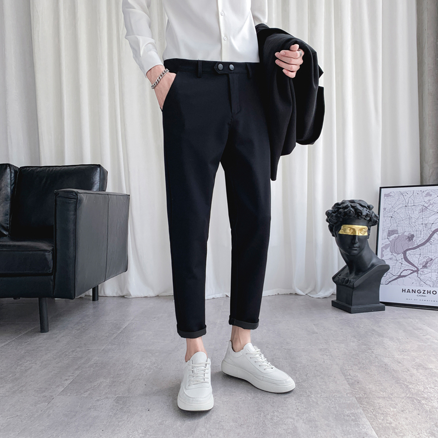 小码修身小脚纯色西裤矮个子