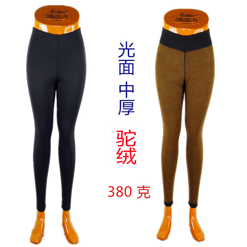 清仓秋冬四季牡丹保暖裤女92Y219驼绒女中厚光面修身打底保暖靴裤