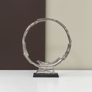 迪斯凯 印度进口简约现代银色月轮静影抽象摆件  玄关创意装饰品