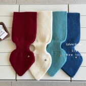 懒人100%羊毛秋冬短款 时髦交叉针织鱼尾毛线小围巾女百搭保暖围脖