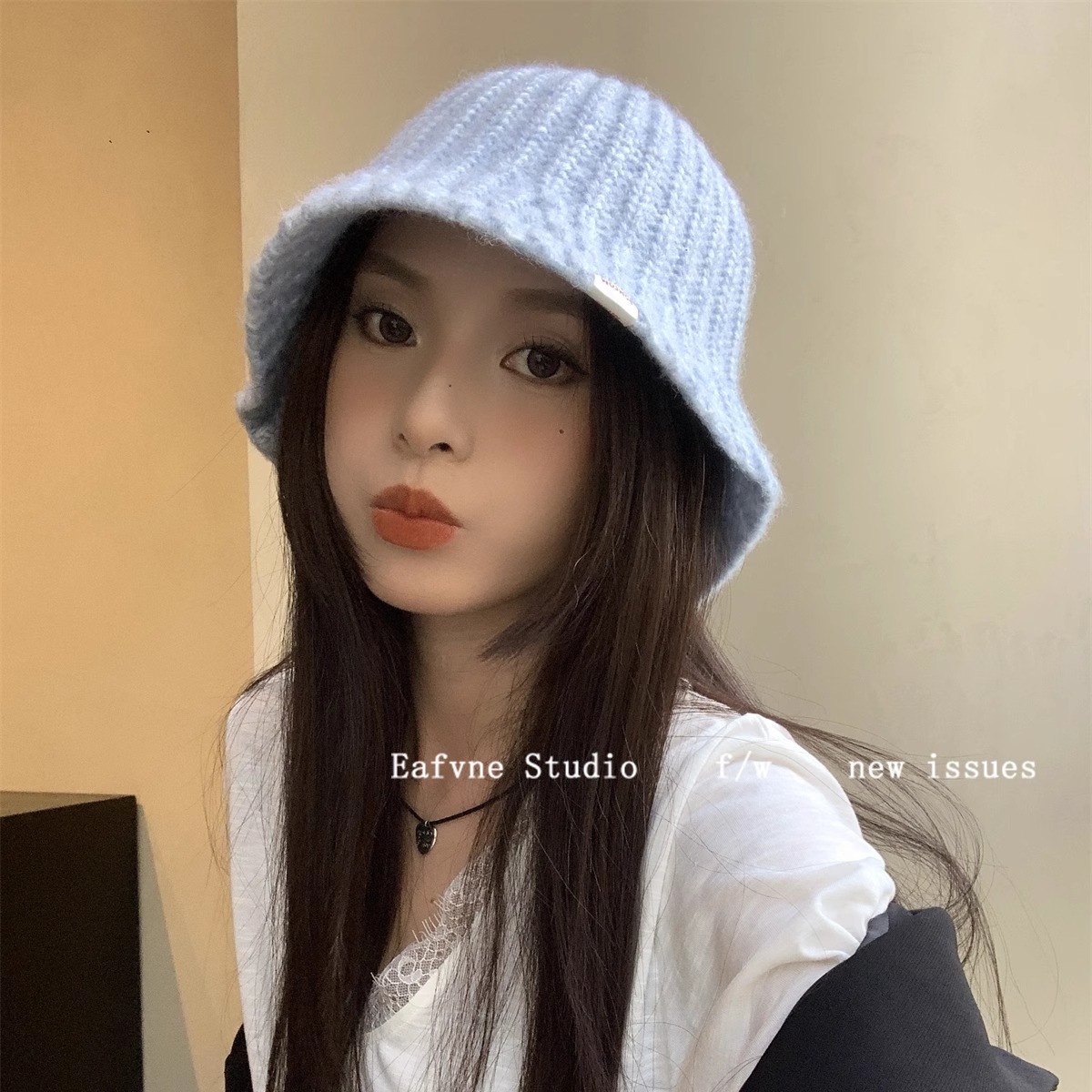 素颜氛围杀大头围针织渔夫帽子