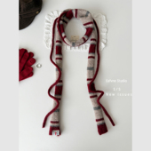 小众叠戴日系复古条纹细围巾原宿风拼色长条针织辣妹装 饰围脖时髦