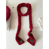 细窄日系小樱桃长条秋冬小围巾女百搭保暖休闲针织毛线护颈围脖