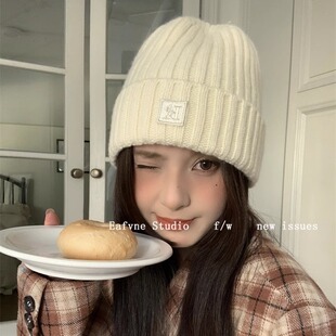 100%羊毛时尚单品出口品质冷帽针织毛线帽女秋冬字母保暖护耳帽男