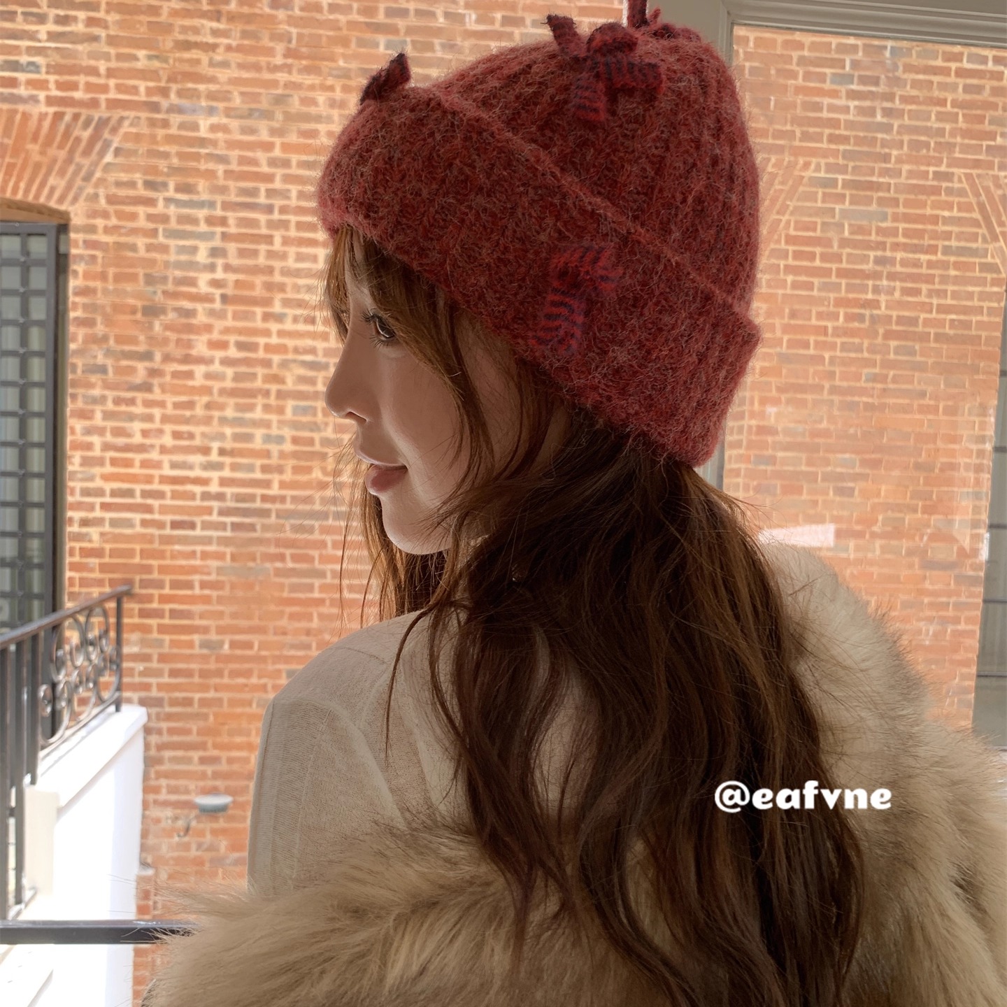 蝴蝶结日系高品质冷帽毛线帽