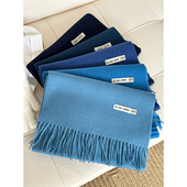 美拉德纯色100%纯羊毛围巾女冬季 长款 保暖披肩两用质感百搭围脖