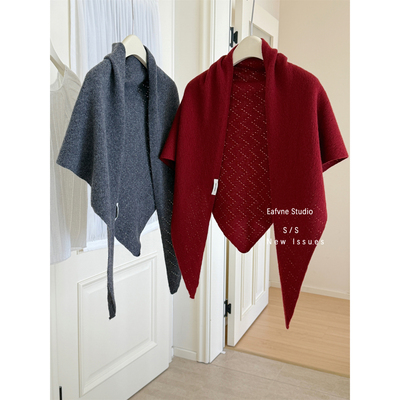 外搭100%羊毛wool披肩三角围巾