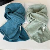 100%WOOL花纱澳洲纯羊毛围巾显白女冬季 高档针织情侣纯色毛线围脖