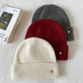 奶乎软糯显脸小加厚兔绒针织帽子女细腻冬季 羊毛混纺毛线帽大头围