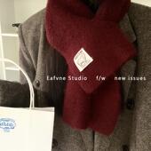 懒人围巾含羊驼绒交叉布标小围脖软糯纯色夹花冬日保暖时尚 穿搭