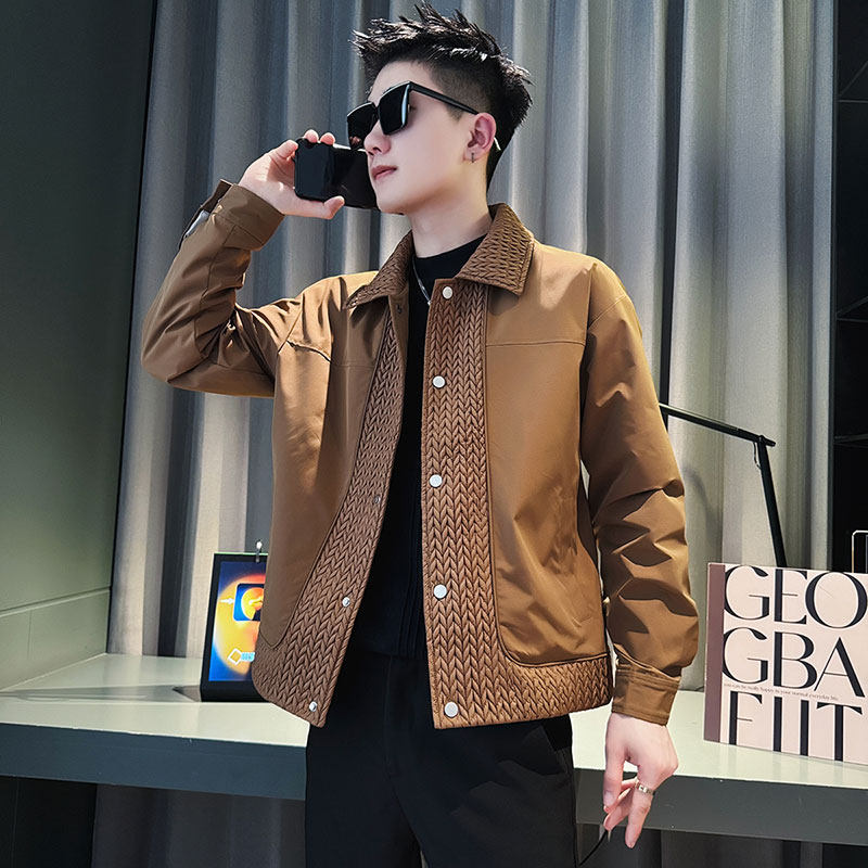 男士轻熟风高端外套修身潮牌春秋男款潮流百搭翻领夹克潮痞帅男装