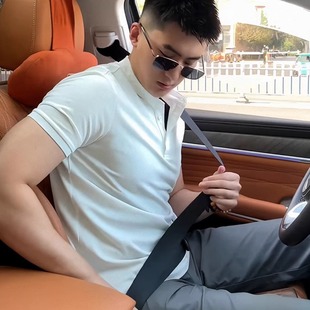 薄款 体恤 Polo衫 休闲半截袖 高级感立领短袖 T恤美式 修身 男夏季 半袖