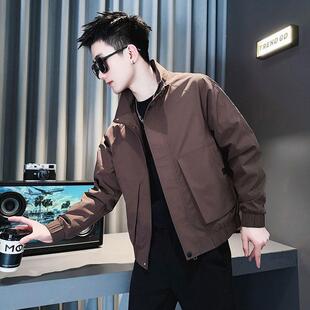 高级感立领外套男款春秋款潮牌痞帅修身夹克潮流百搭短款春装褂子