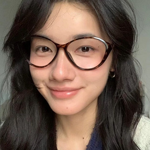 复古大框猫眼黑框眼镜女素颜神器高级感无度数护眼韩版 潮太阳镜