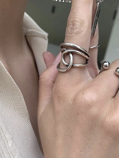 百搭千禧年弯曲食指戒指情侣款 荒原计划 做旧复古款