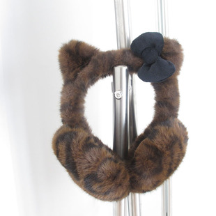 超可爱kitty猫可折叠耳罩定制款 涩谷辣妹冬豹纹护耳耳暖毛绒耳套