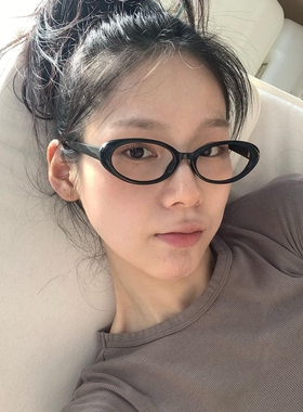 素颜平光眼镜框复古椭圆时髦y2k镜架纯欲眼镜女小众ins风博主同款