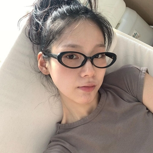 素颜平光眼镜框复古椭圆时髦y2k镜架纯欲眼镜女小众ins风博主同款