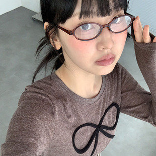 闺蜜拍照纯欲眼镜女防紫外线小众ins风椭圆渐变辣妹猫眼复古眼镜