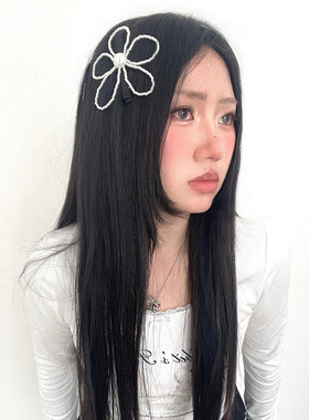 高级感小众ins风花朵百搭发夹立体韩版珍珠小花气质边夹bb发夹