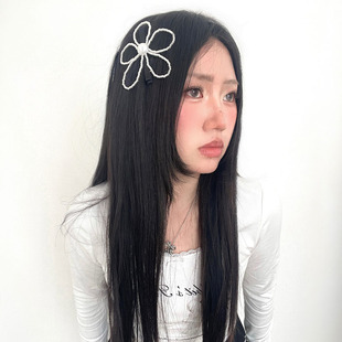 高级感小众ins风花朵百搭发夹立体韩版 珍珠小花气质边夹bb发夹