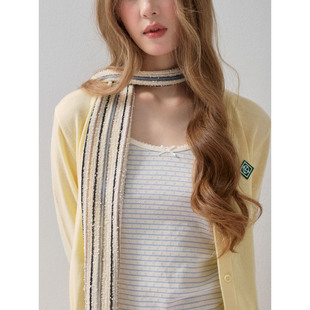 条纹ins风围脖拼色学生风凹造型长条围巾撞色毛绒百搭流浪风围脖