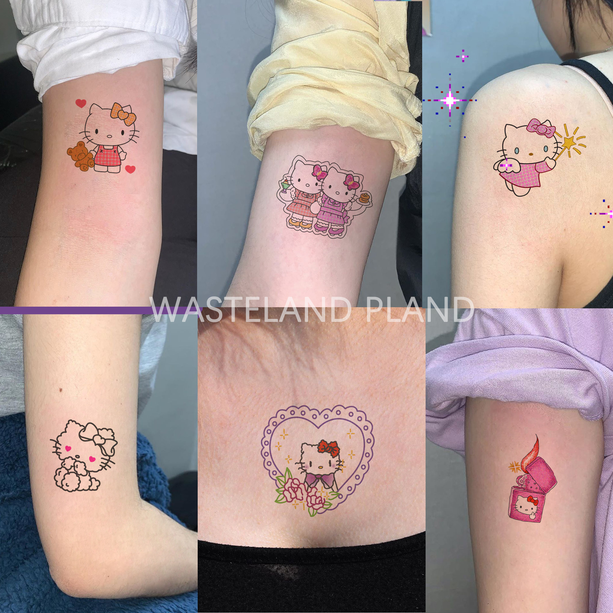 荒原计划原创设计哈喽凯蒂猫hellokitty纹身贴防水持久女可爱套装