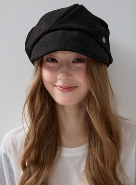 经典麂皮绒百搭八角帽子ins2025新款秋冬季休搭帽子女大头可带