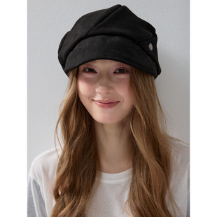 休搭帽子女大头可带 秋冬季 经典 麂皮绒百搭八角帽子ins2025新款