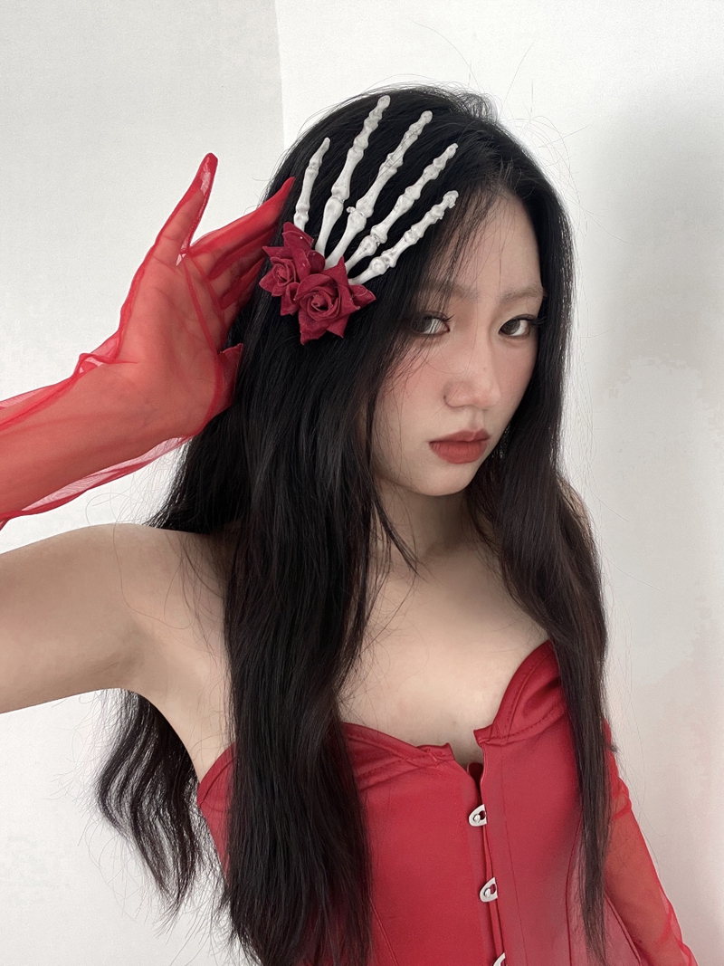 暗黑万圣节女巫头饰骷髅手发夹侧边夹发卡恐怖装饰头箍头饰os饰品