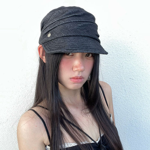 百搭复古早秋新款ins博主气质黑色马术帽女贝雷帽通勤帽子显脸小