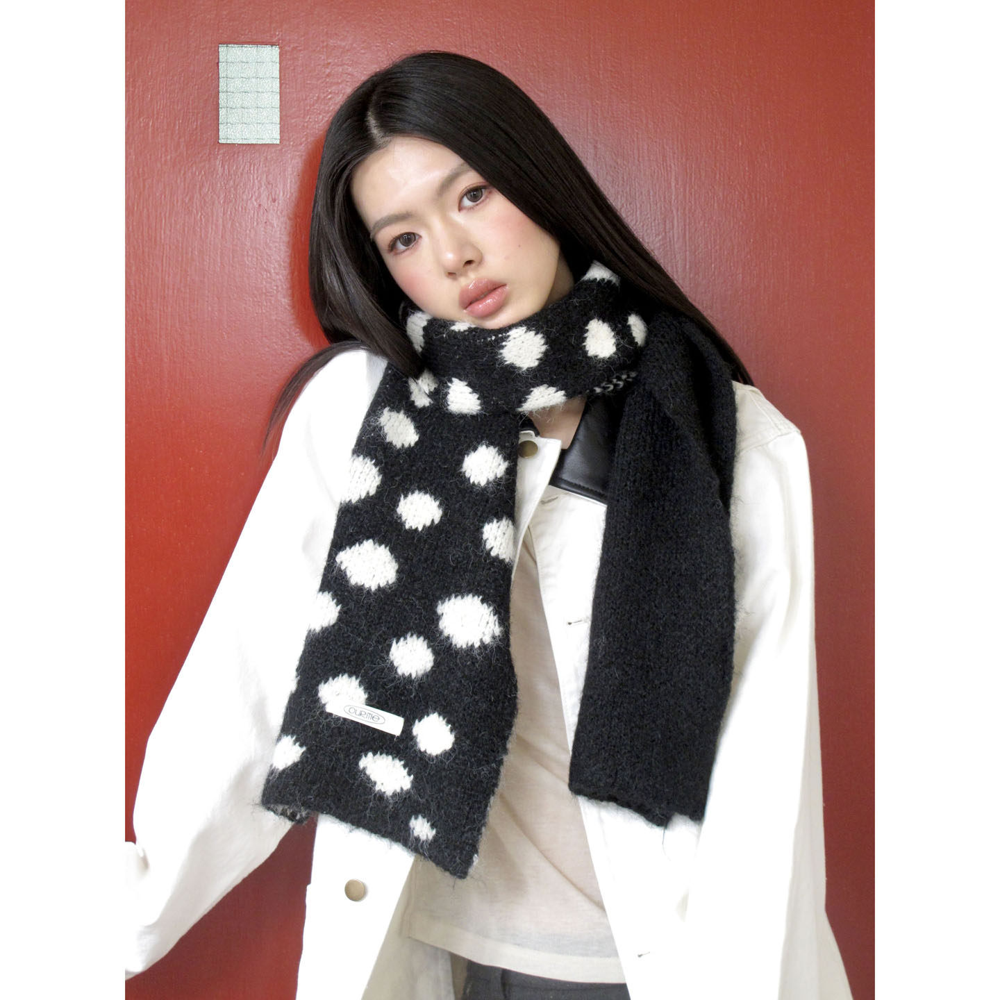 泡芙波点~秋冬加厚保暖针织围巾拼接百搭毛线防寒百搭高级感韩版