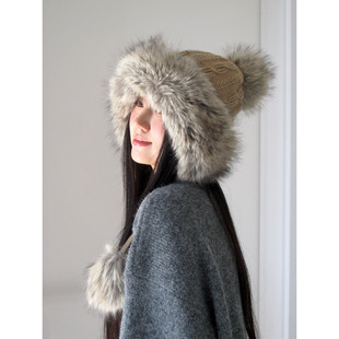 冬季毛茸茸针织雷锋帽女秋冬季保暖盆帽高品质轻奢风保暖百搭帽子