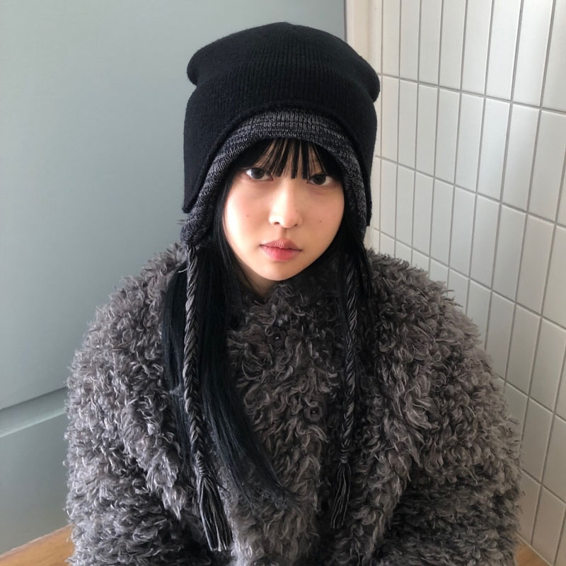 韩系百搭保暖针织护耳帽复古休闲宽松经典雷锋帽子拼接个性显脸小