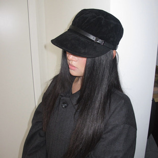 千金 饰气质马术帽显脸小女贝雷帽大帽檐百搭时尚 秋冬季 复古皮带装