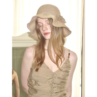 度假出游bi备 拍照草帽 显脸小ins风透气春夏遮阳花朵防晒帽女款